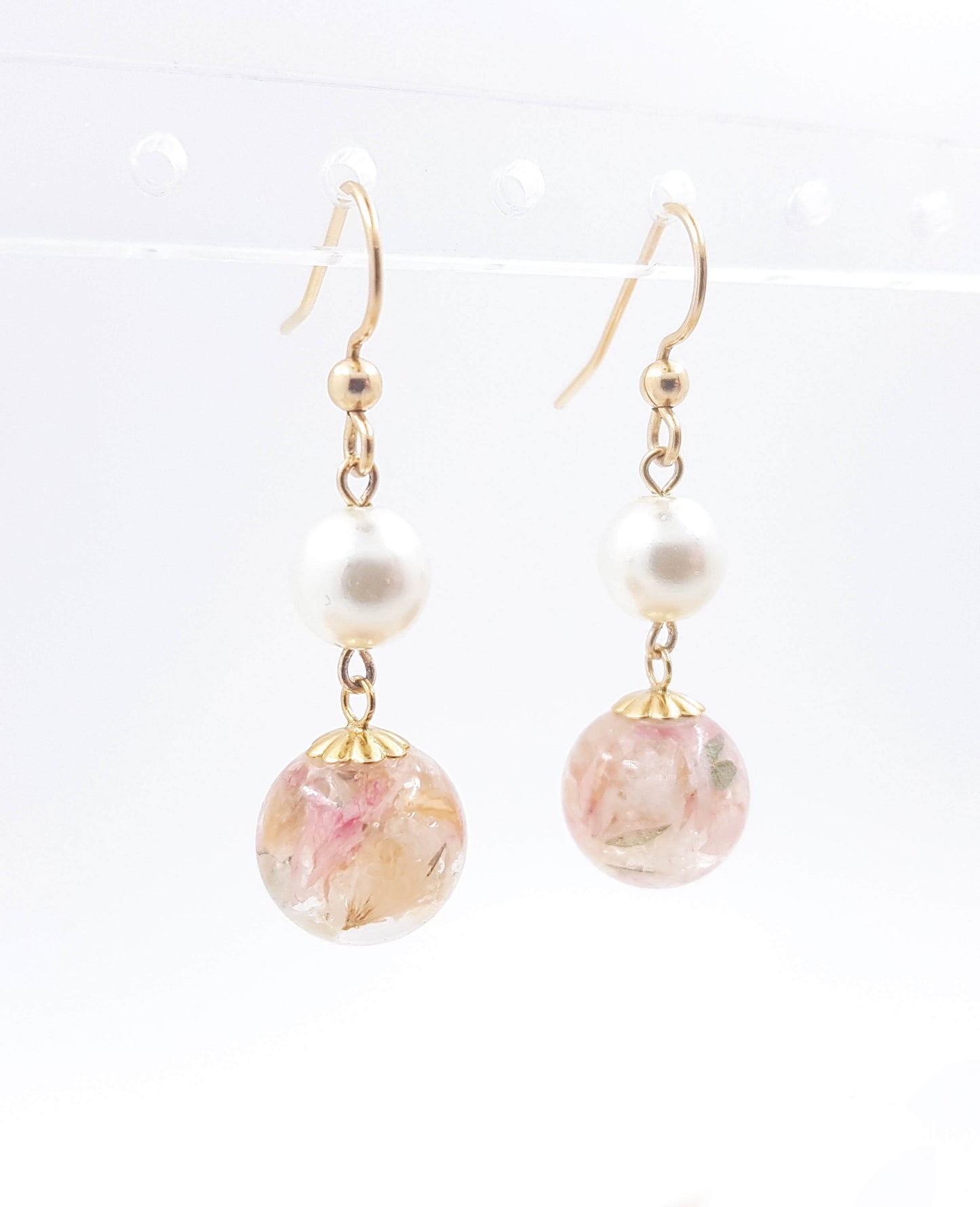 AGATHE - Boucles d'oreilles de mariage AVEC PERLES nacrées BOULES OR