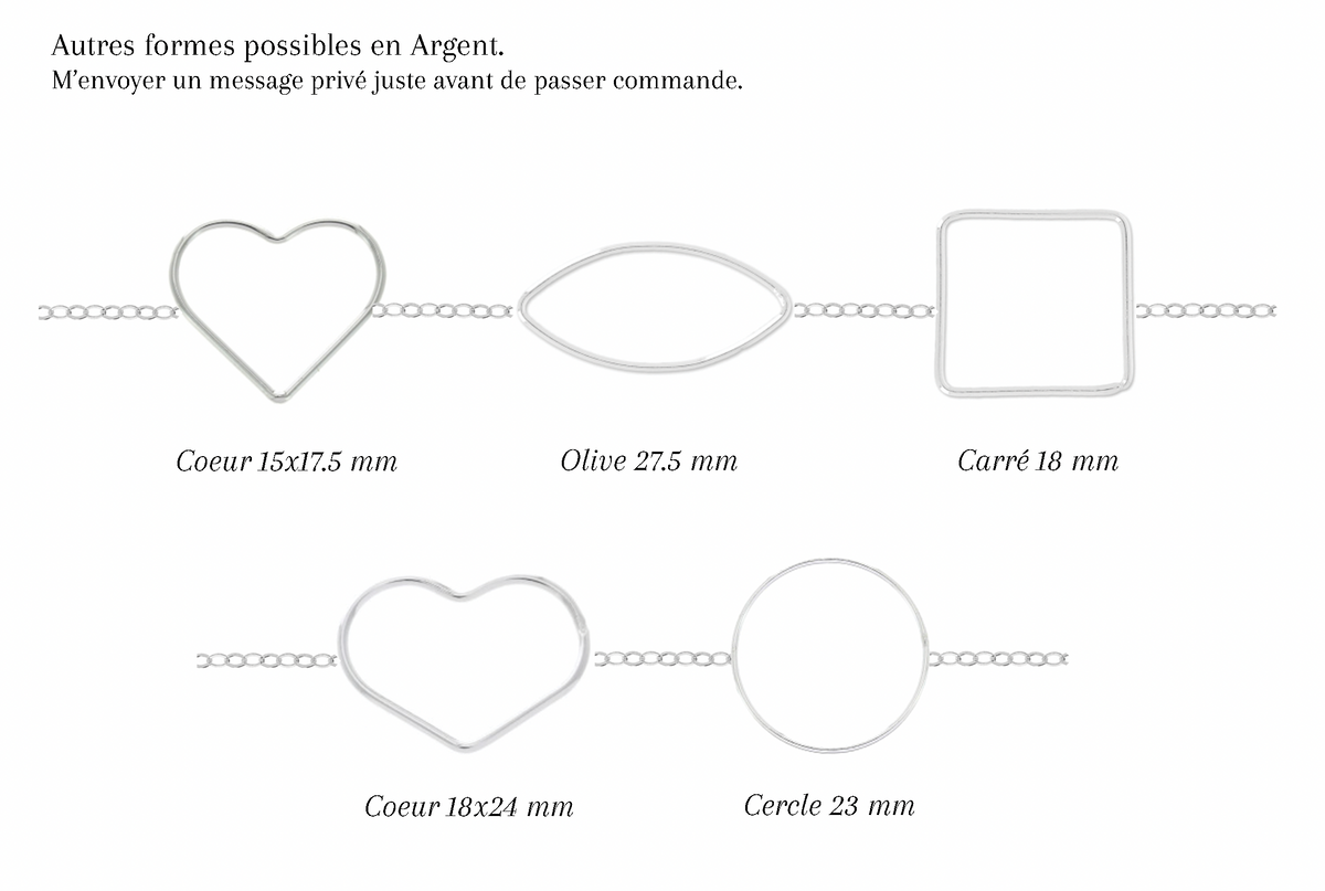 ALBA - Bracelet de mariage plat cerclé RECTANGLE OVALE en ARGENT (Et autres formes)