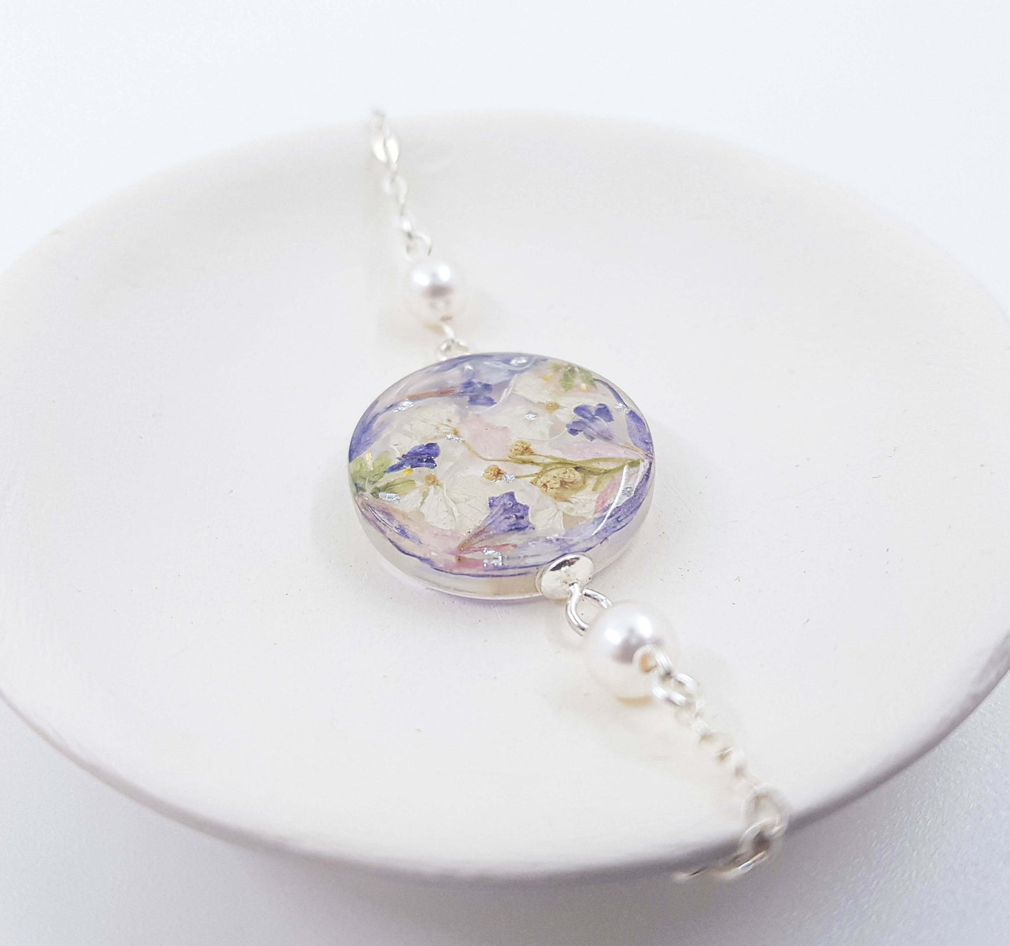 DIANE - Bracelet de mariage AVEC PERLES nacrées - OVALE : 2.5 cm x 1.8 cm ET ROND : 2.1 cm ou 2.3 cm