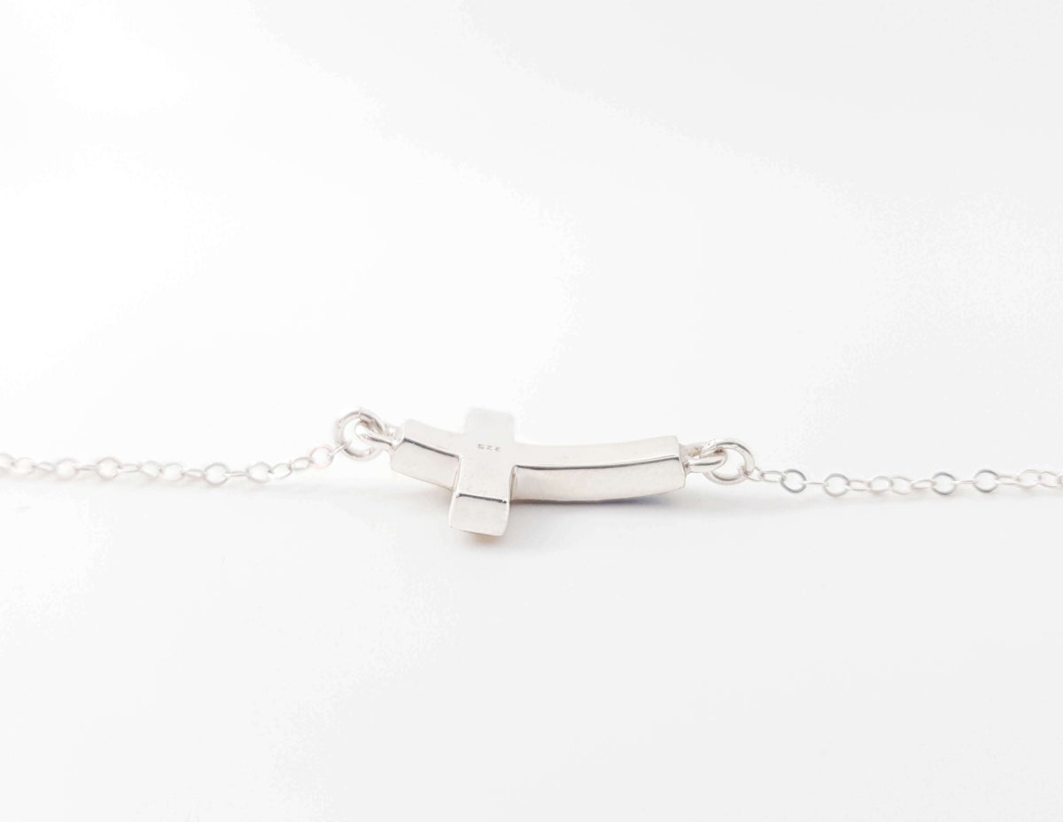 ELISABETH - Bracelet de mariage sur serti CROIX 14x20 mm ARGENT