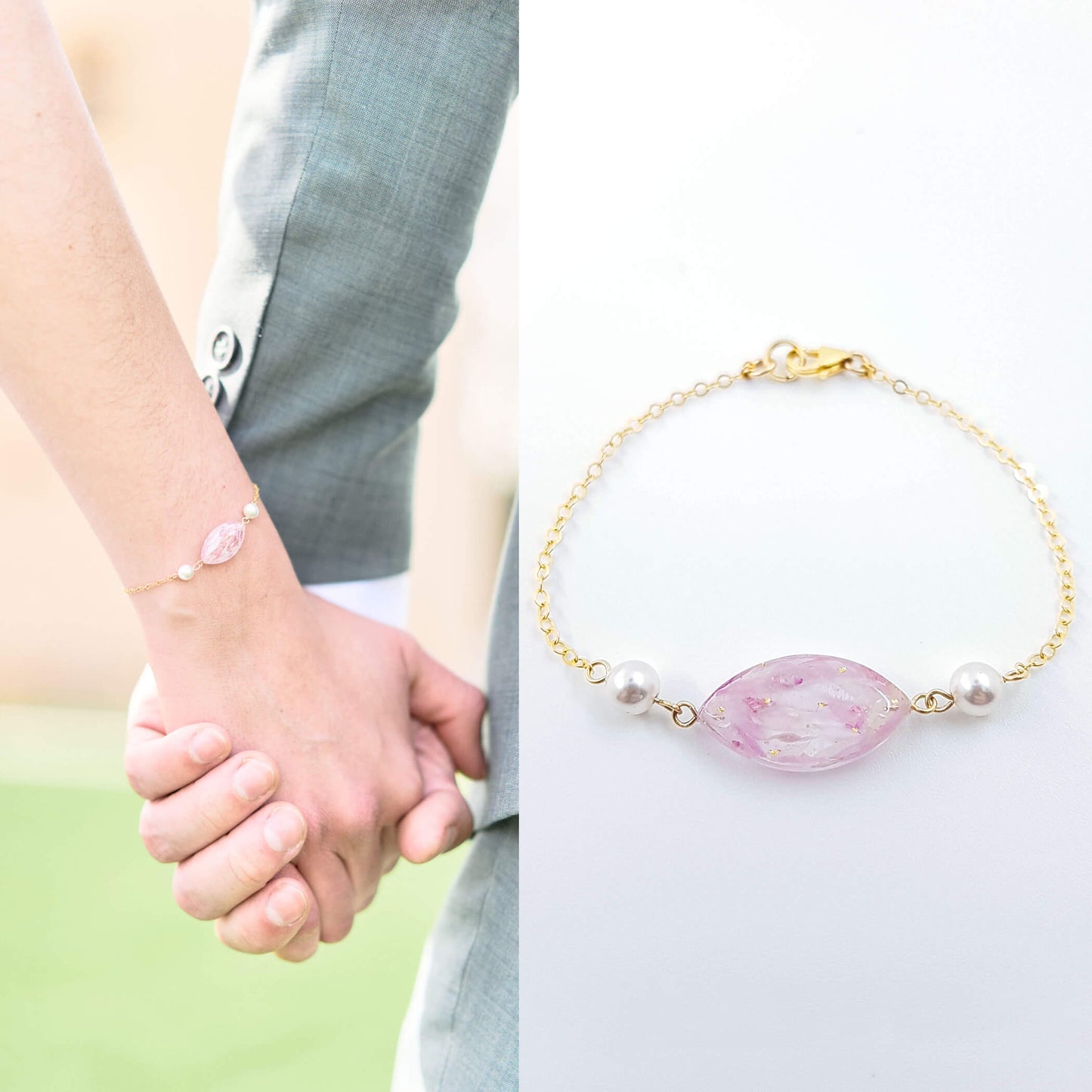 FAITH - Bracelet de mariage AVEC PERLES nacrées - PETIT PÉTALE