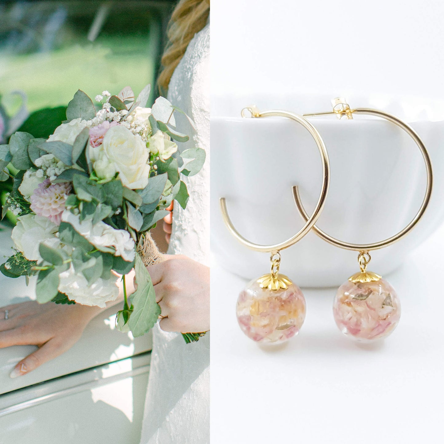 HANA- Boucles d'oreilles de mariage GRANDES CRÉOLES OR