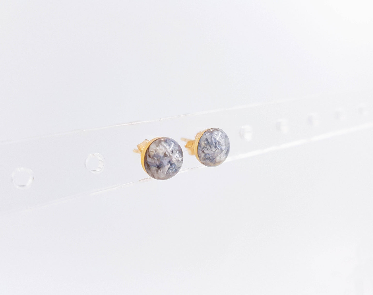 LUNA - Boucles d'oreilles de mariage PUCES RONDES sur serti 6mm et 8 mm en ARGENT et OR