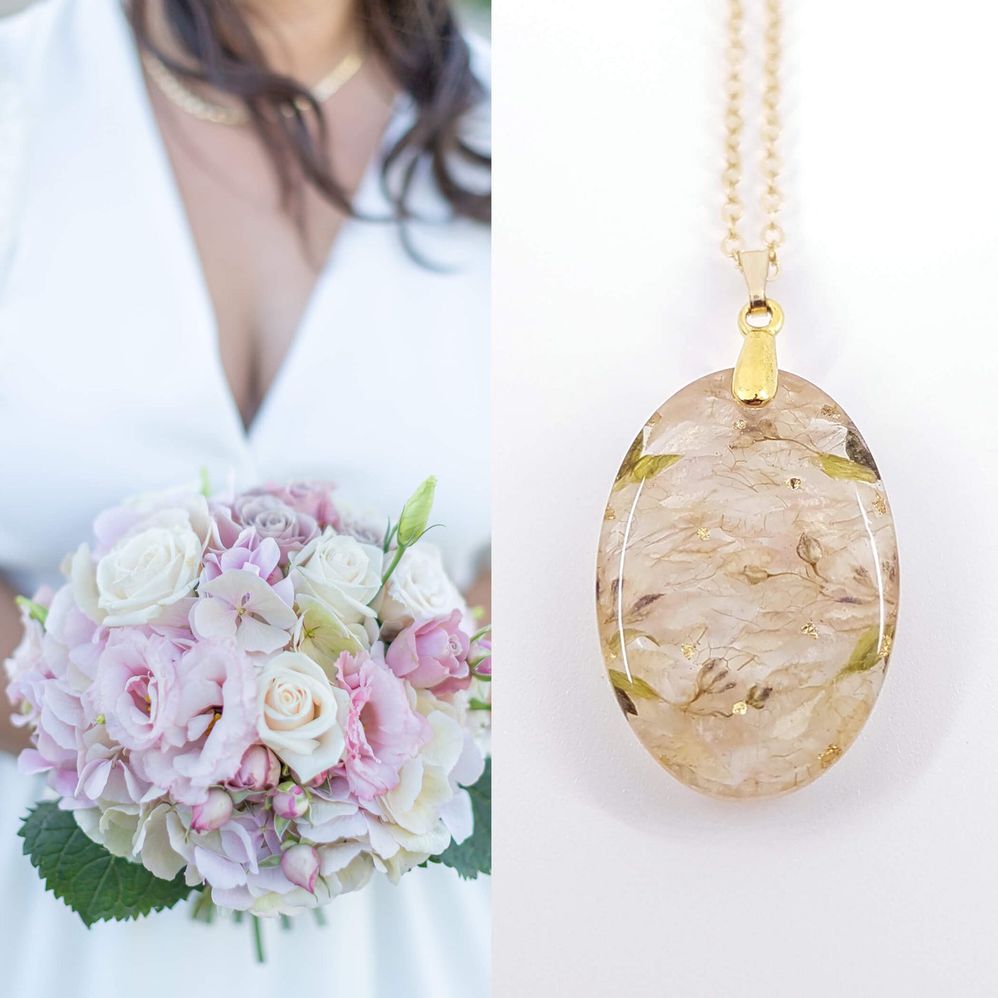 OLIVIA - Collier de mariage petit pendentif OVALE