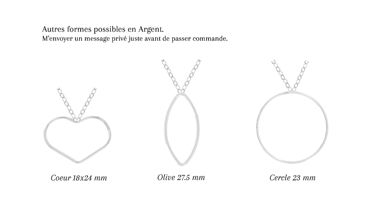 SELMA - Collier de mariage plat cerclé RECTANGLE OVALE en ARGENT (Et autres formes)