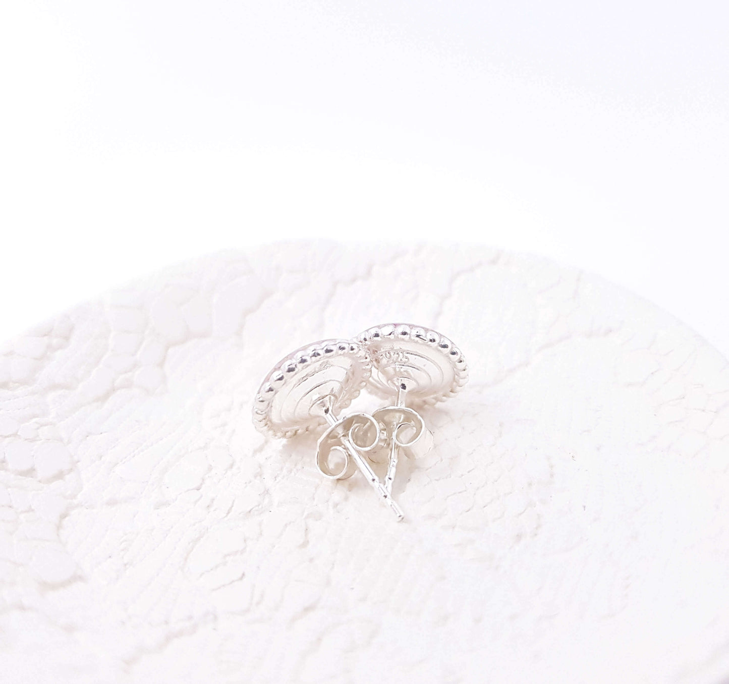 SARITA - Boucles d'oreilles de mariage PUCES RONDES diamantées 11 mm en ARGENT