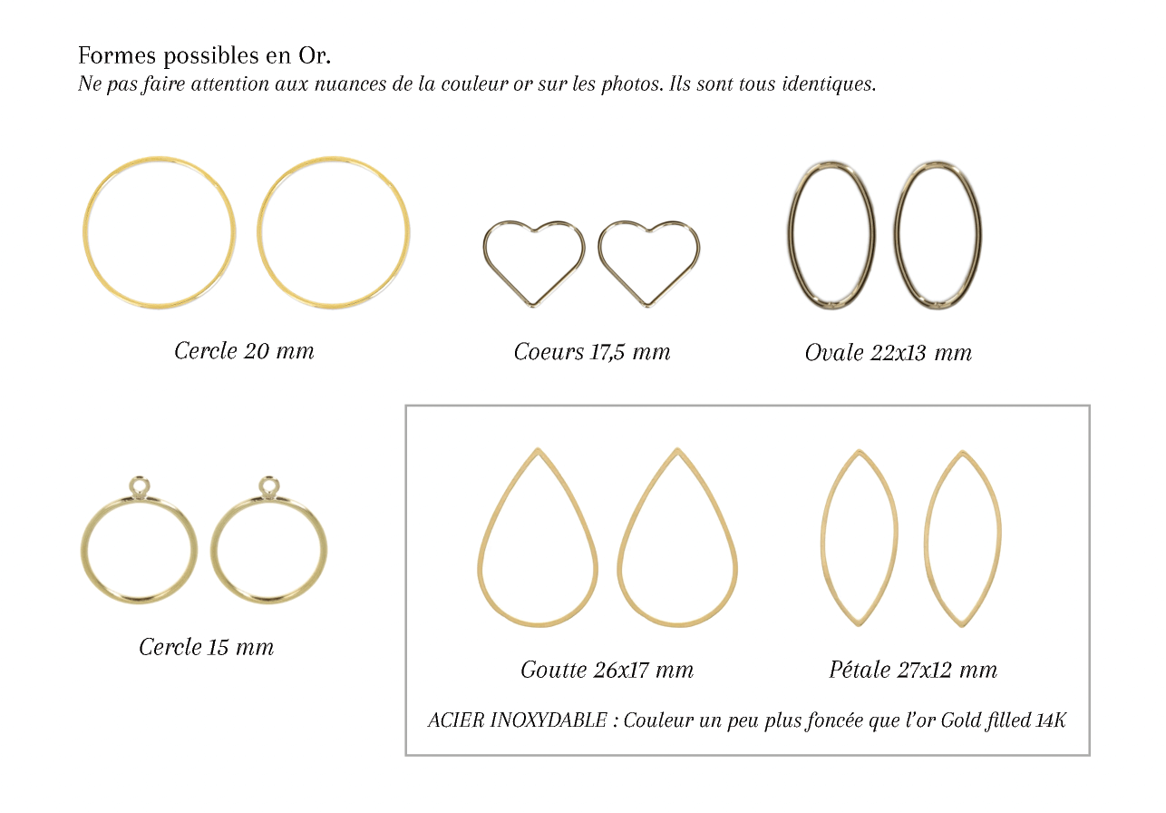 FORFAIT BOUCLES D'OREILLES ESSENTIEL - BO de mariage plates cerclées OR et ARGENT (Plusieurs formes)