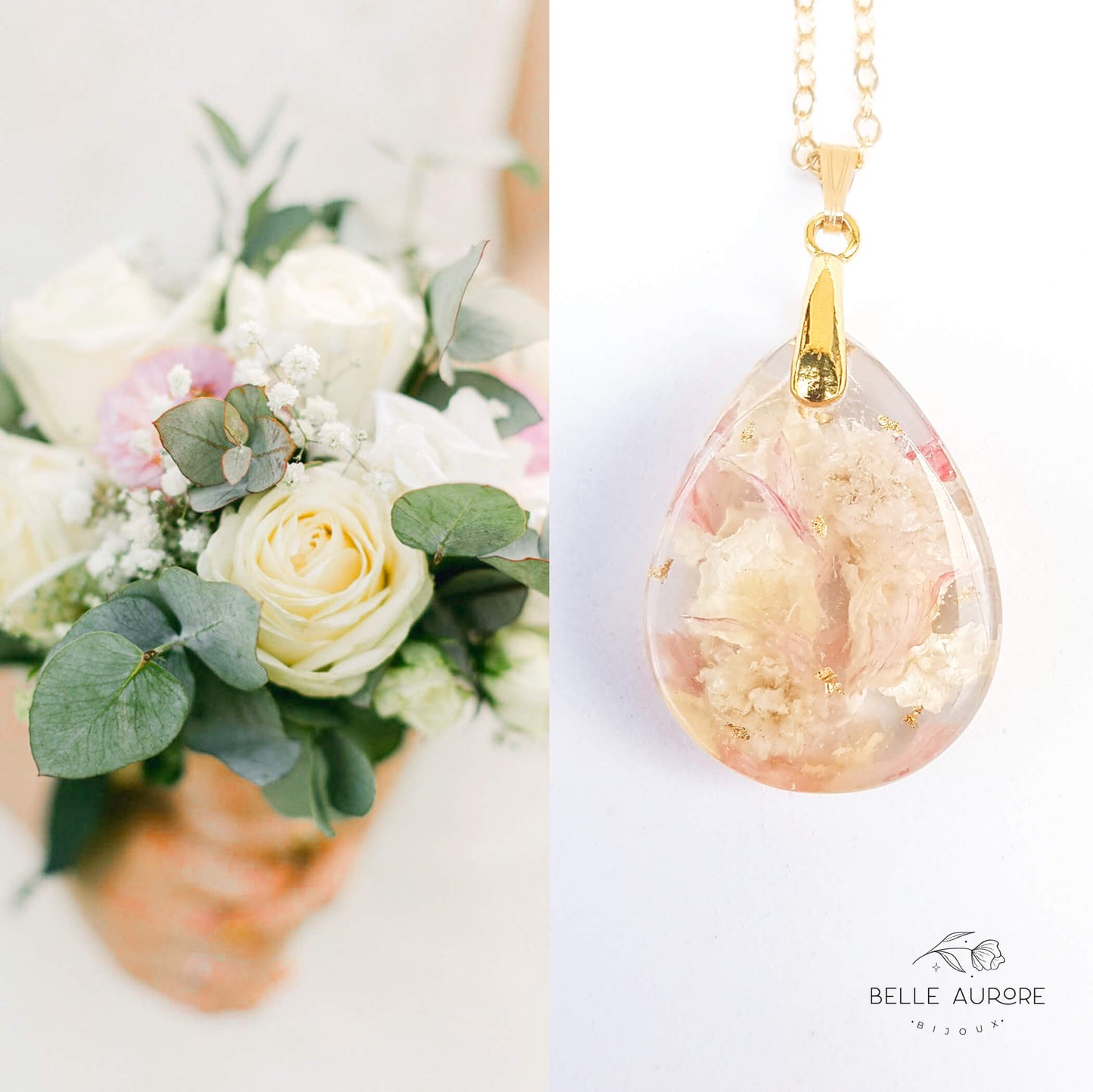 AURORE - Collier de Mariage grand pendentif GOUTTE
