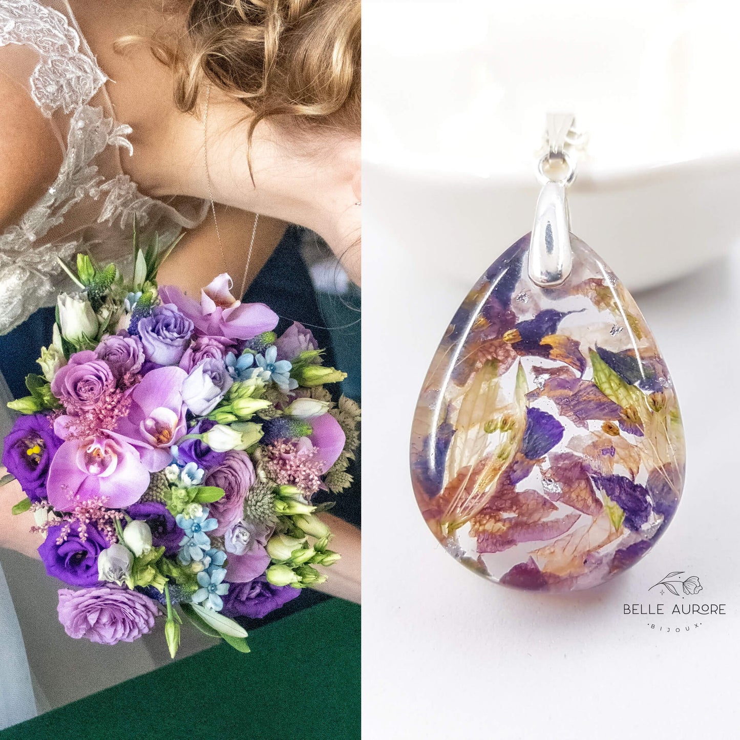 AURORE - Collier de Mariage grand pendentif GOUTTE