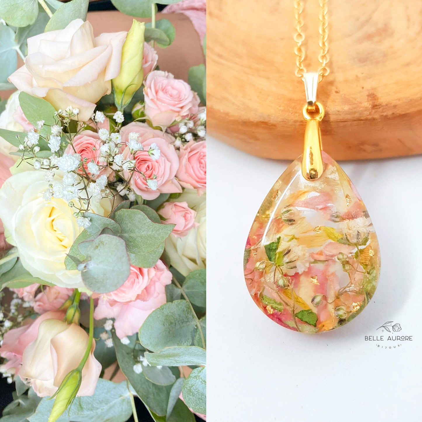 AURORE - Collier de Mariage grand pendentif GOUTTE