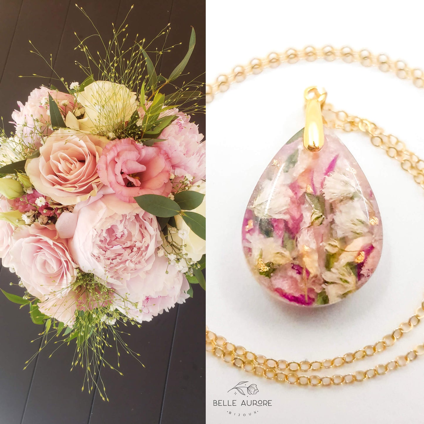 AURORE - Collier de Mariage grand pendentif GOUTTE