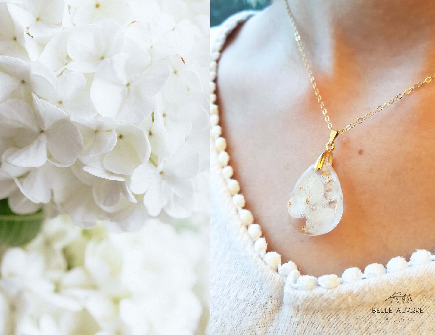 AURORE - Collier de Mariage grand pendentif GOUTTE