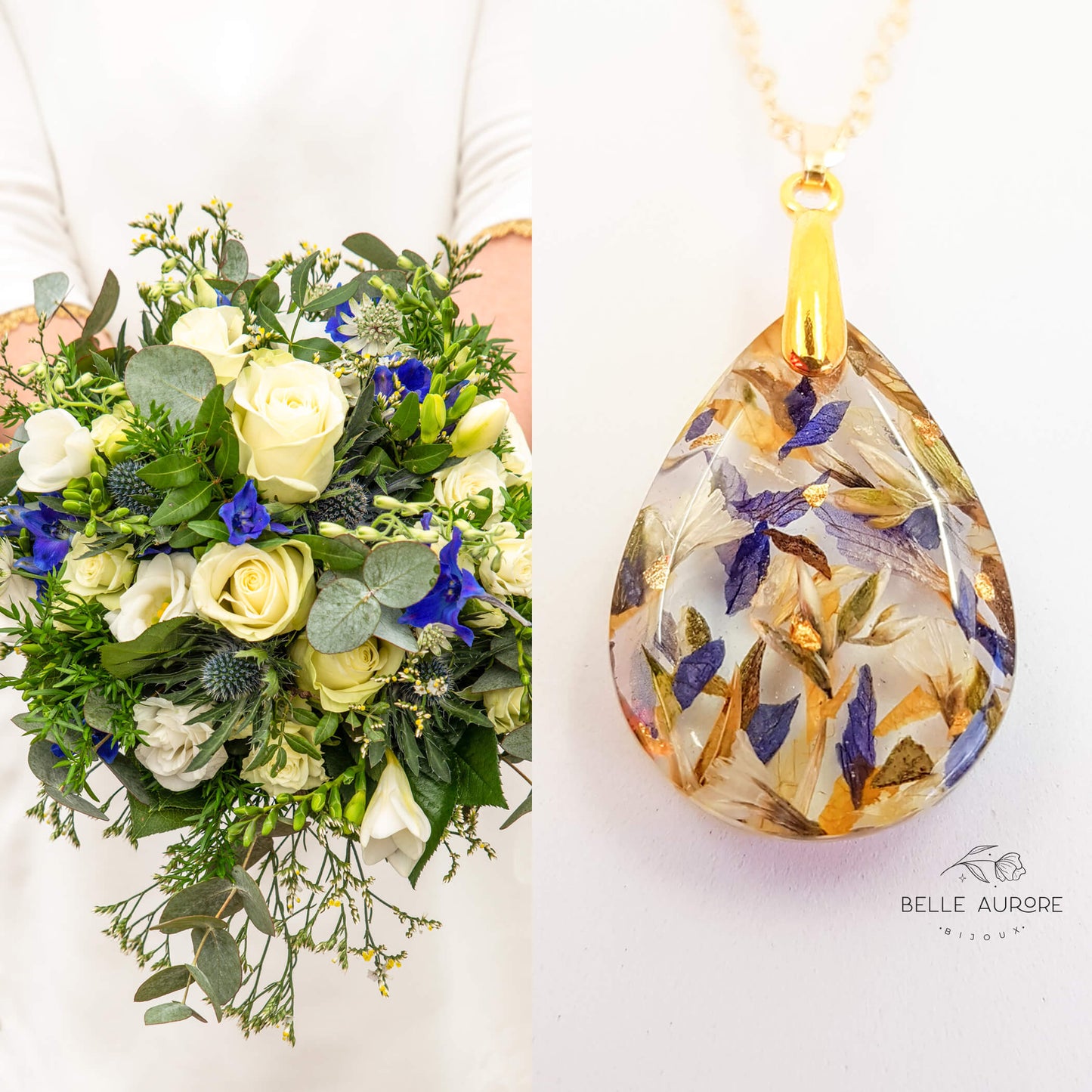 AURORE - Collier de Mariage grand pendentif GOUTTE