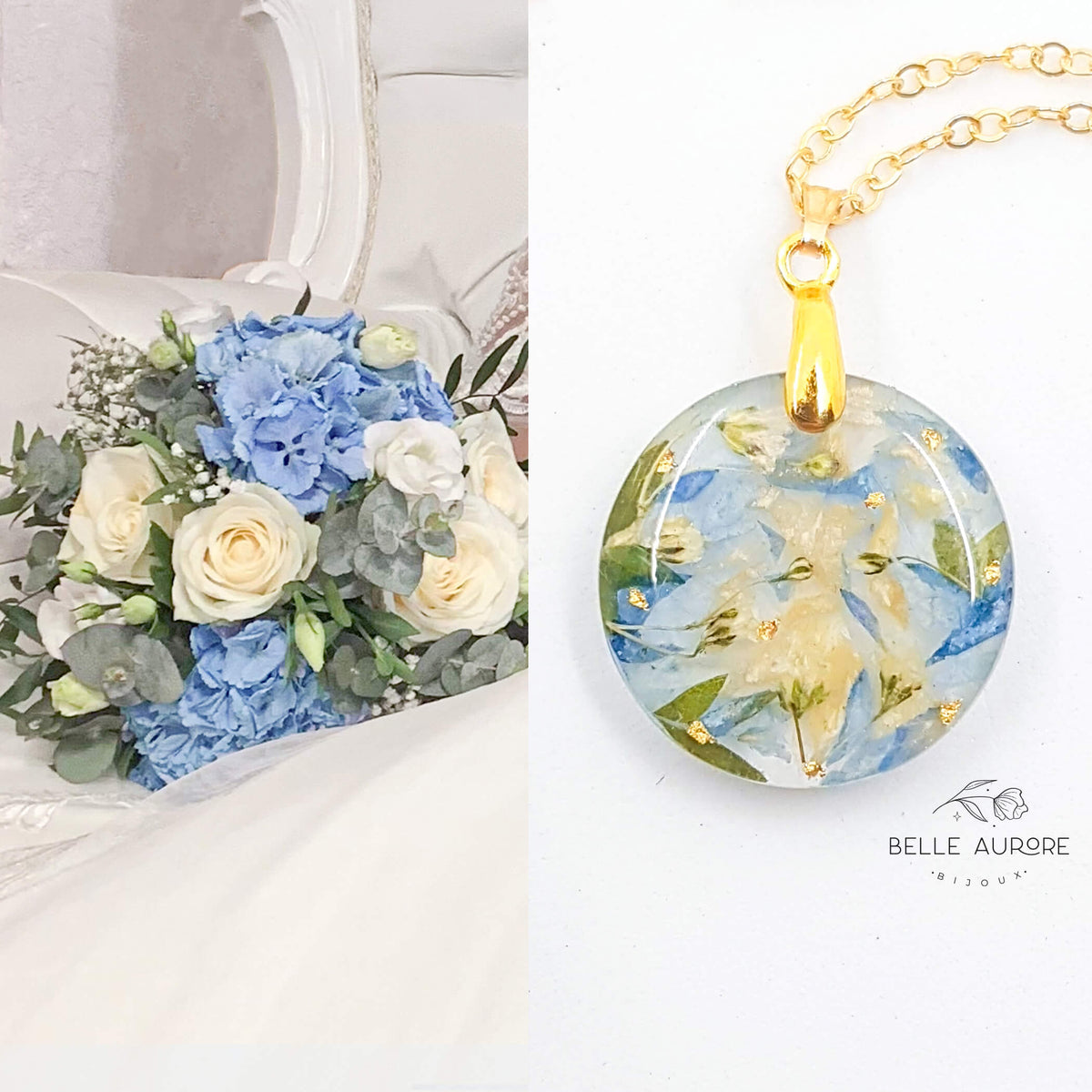 BLAKE - Collier de mariage petit pendentif 2.1 cm MOYEN ROND