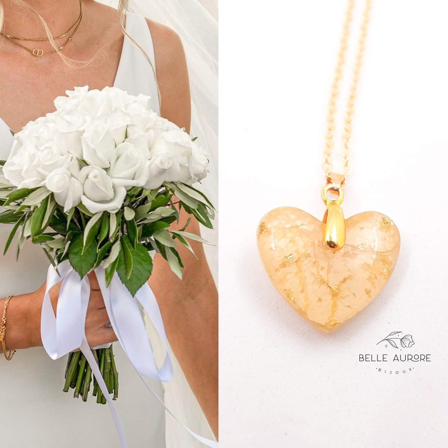 CARLA - Collier de mariage petit pendentif PETIT COEUR