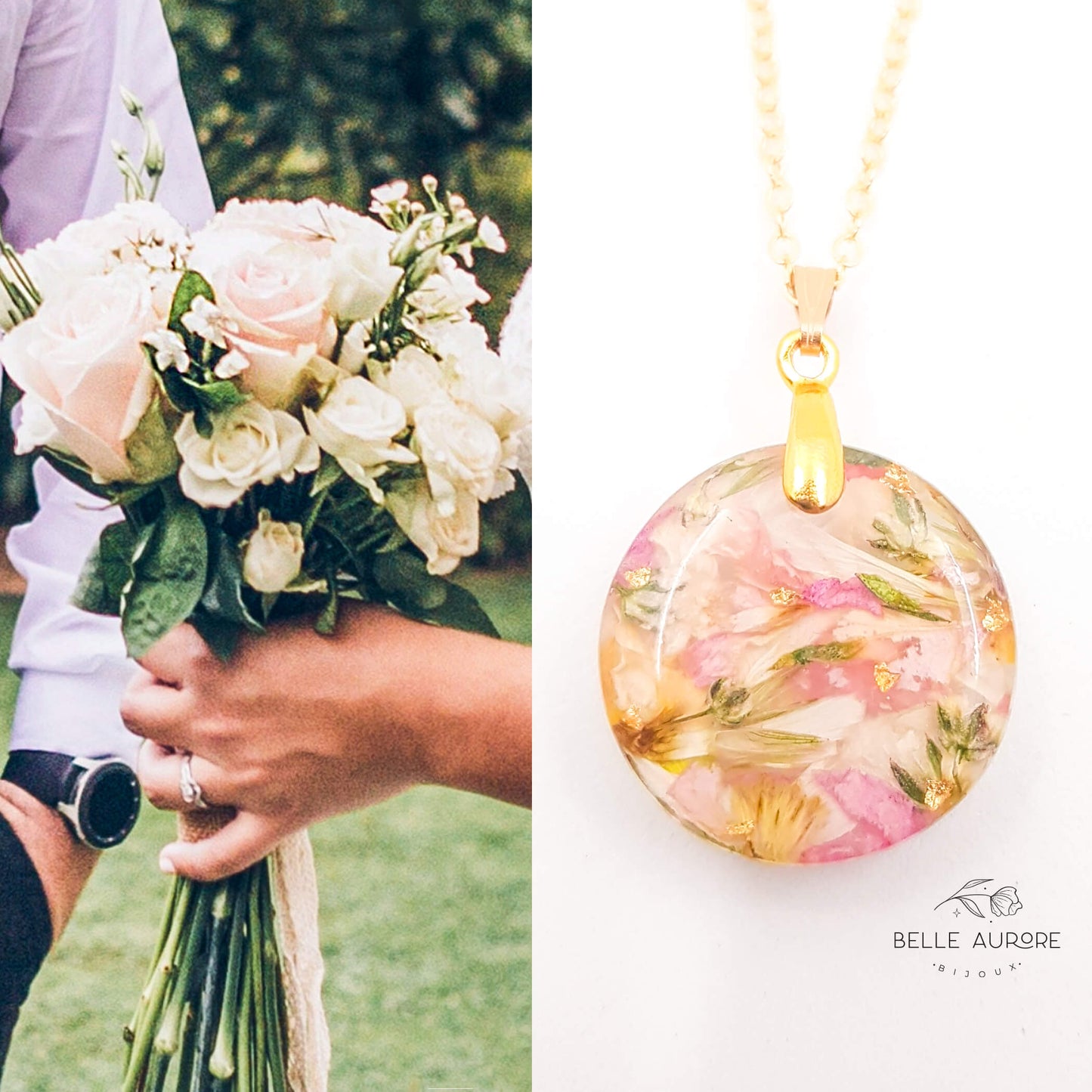 CHARLOTTE - Collier de mariage petit pendentif 2.3 cm GRAND ROND