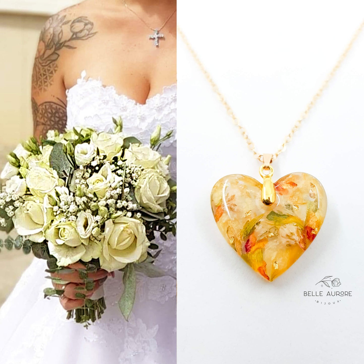 SCARLETT - Collier de mariage petit pendentif GRAND COEUR
