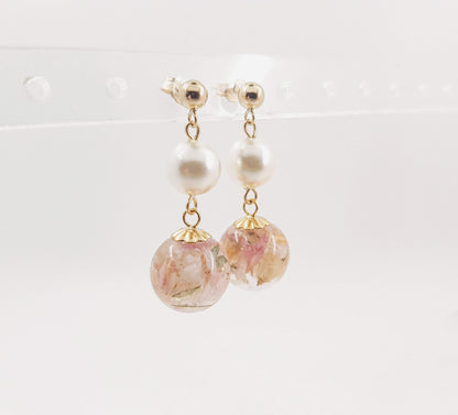 AGATHE - Boucles d'oreilles de mariage AVEC PERLES nacrées BOULES OR