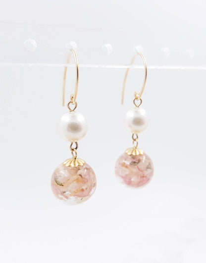 AGATHE - Boucles d'oreilles de mariage AVEC PERLES nacrées BOULES OR