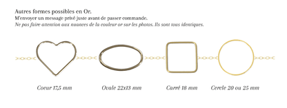 ALBA - Bracelet de mariage plat cerclé RECTANGLE OVALE en ARGENT (Et autres formes)