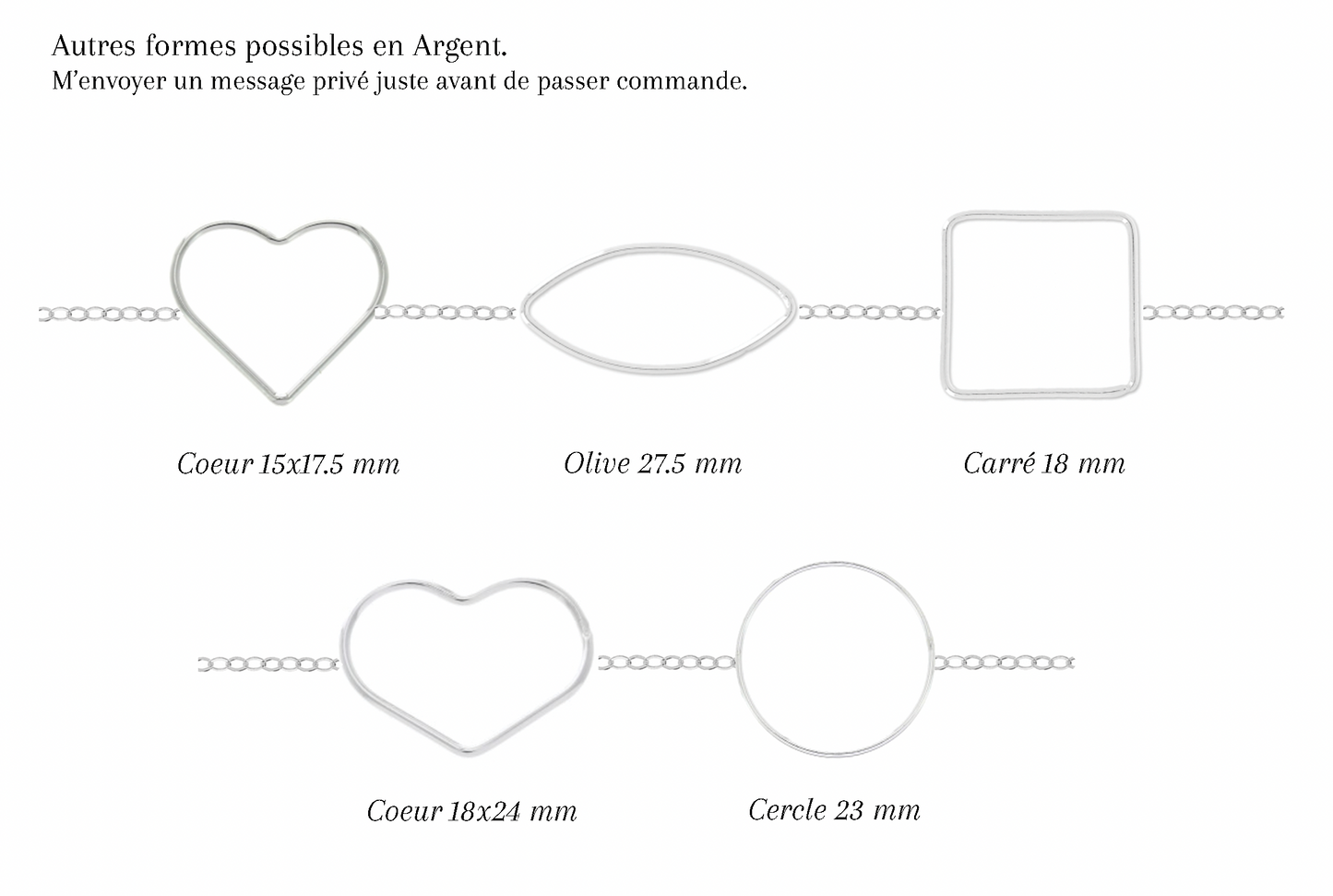 ALBA - Bracelet de mariage plat cerclé RECTANGLE OVALE en ARGENT (Et autres formes)