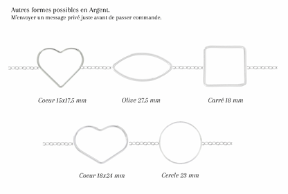 ALBA - Bracelet de mariage plat cerclé RECTANGLE OVALE en ARGENT (Et autres formes)