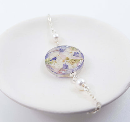 DIANE - Bracelet de mariage AVEC PERLES nacrées - ROND : 2.1 cm ou 2.3 cm