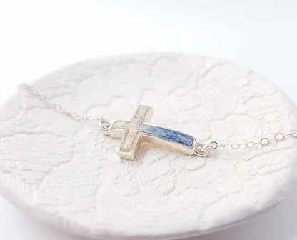 ELISABETH - Bracelet de mariage sur serti CROIX 14x20 mm ARGENT