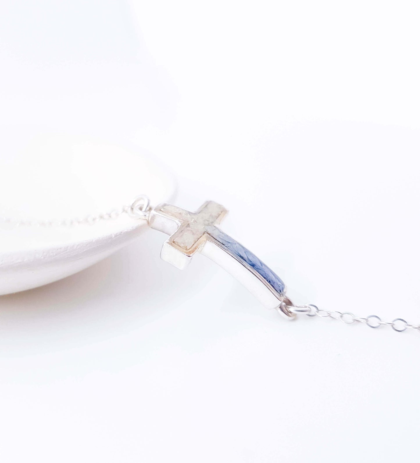 ELISABETH - Bracelet de mariage sur serti CROIX 14x20 mm ARGENT