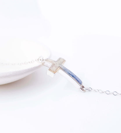 ELISABETH - Bracelet de mariage sur serti CROIX 14x20 mm ARGENT