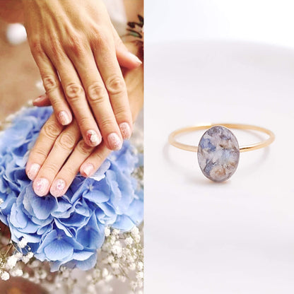 JADE - Bague de mariage fine OVALE sur serti 6x8 mm OR et ARGENT