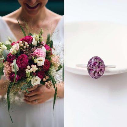 JADE - Bague de mariage fine OVALE sur serti 6x8 mm OR et ARGENT