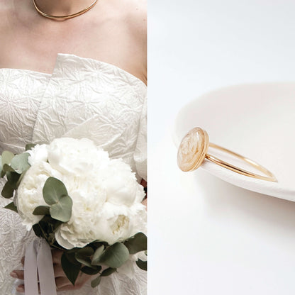JADE - Bague de mariage fine OVALE sur serti 6x8 mm OR et ARGENT