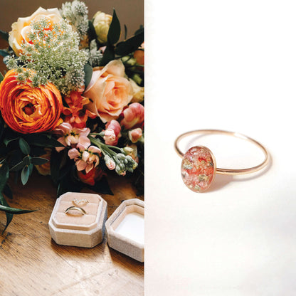 JADE - Bague de mariage fine OVALE sur serti 6x8 mm OR et ARGENT