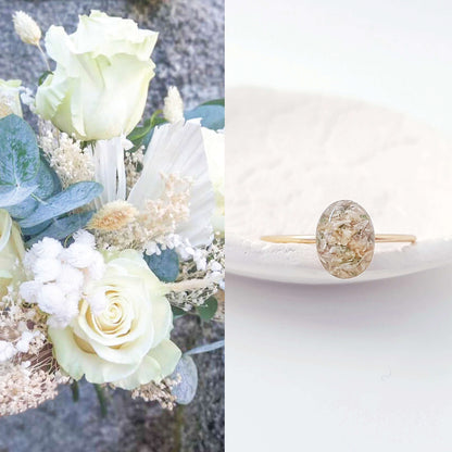 JADE - Bague de mariage fine OVALE sur serti 6x8 mm OR et ARGENT