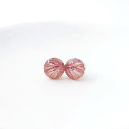 LUNA - Boucles d'oreilles de mariage PUCES RONDES sur serti 6mm et 8 mm en ARGENT et OR