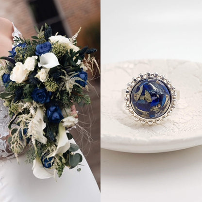 ROMY - Bague de mariage RONDE diamantée sur serti ajustable ARGENT