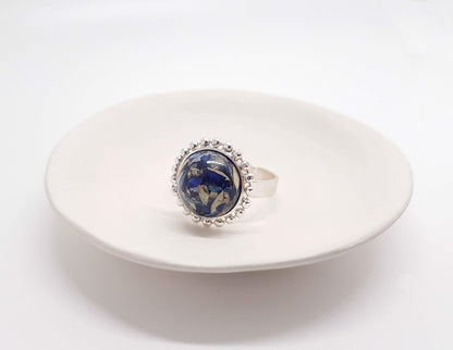ROMY - Bague de mariage RONDE diamantée sur serti ajustable ARGENT
