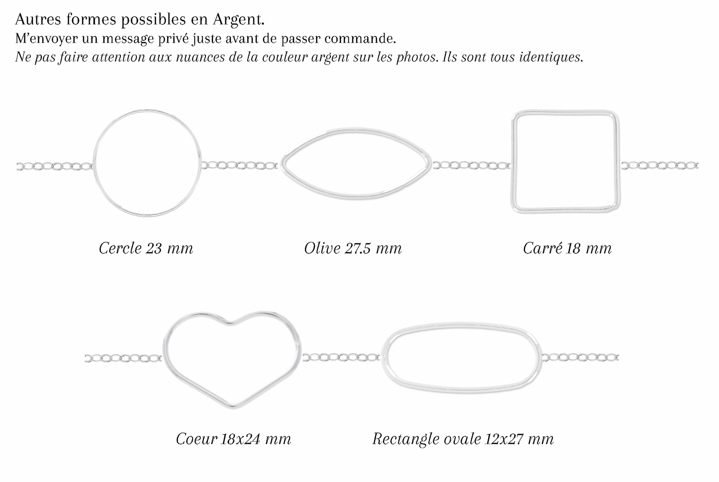 DENISE - Bracelet de mariage plat cerclé COEUR (et autres formes) OR et ARGENT