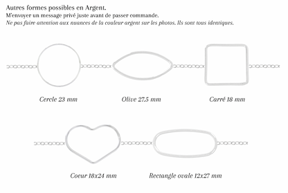 DENISE - Bracelet de mariage plat cerclé COEUR (et autres formes) OR et ARGENT
