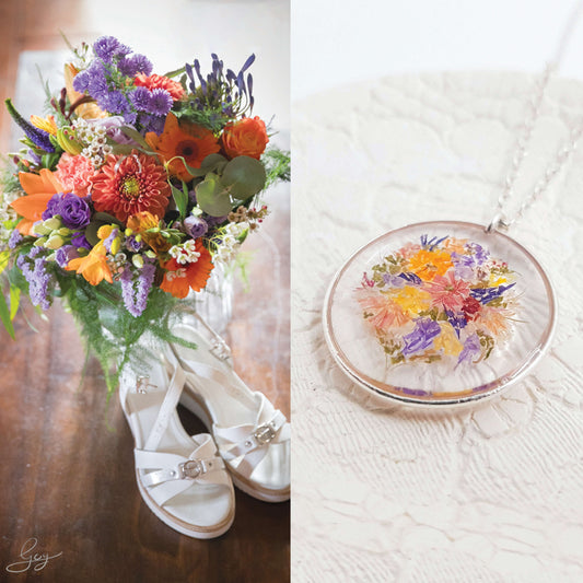 BÉRÉNICE - COLLIER MINI BOUQUET - Collier de mariage plat cerclé ROND OR et ARGENT