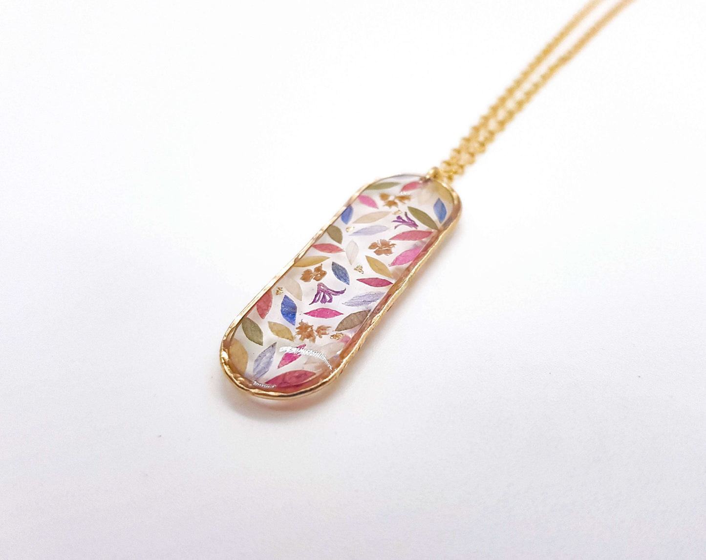 MAGGIE - Collier de mariage plat cerclé RECTANGLE OVALE martelé OR et ARGENT
