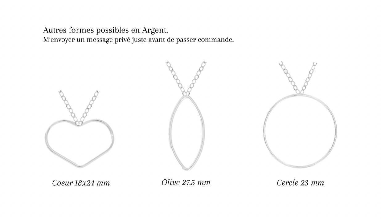 SELMA - Collier de mariage plat cerclé RECTANGLE OVALE en ARGENT (Et autres formes)