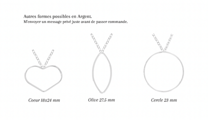 SELMA - Collier de mariage plat cerclé RECTANGLE OVALE en ARGENT (Et autres formes)