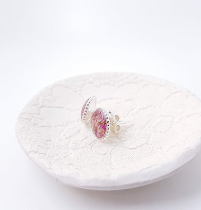 SARITA - Boucles d'oreilles de mariage PUCES RONDES diamantées 11 mm en ARGENT