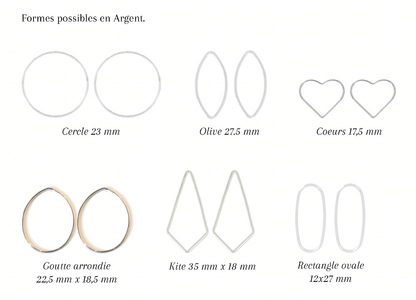 FORFAIT BOUCLES D'OREILLES ESSENTIEL - BO de mariage plates cerclées OR et ARGENT (Plusieurs formes)