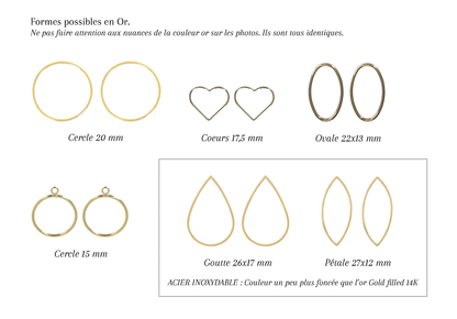 FORFAIT BOUCLES D'OREILLES ESSENTIEL - BO de mariage plates cerclées OR et ARGENT (Plusieurs formes)