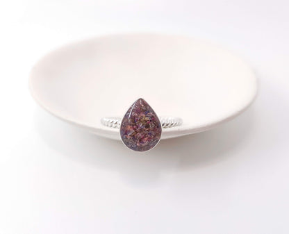 DELTA - Bague de mariage sur serti POIRE avec anneau torsadé ARGENT