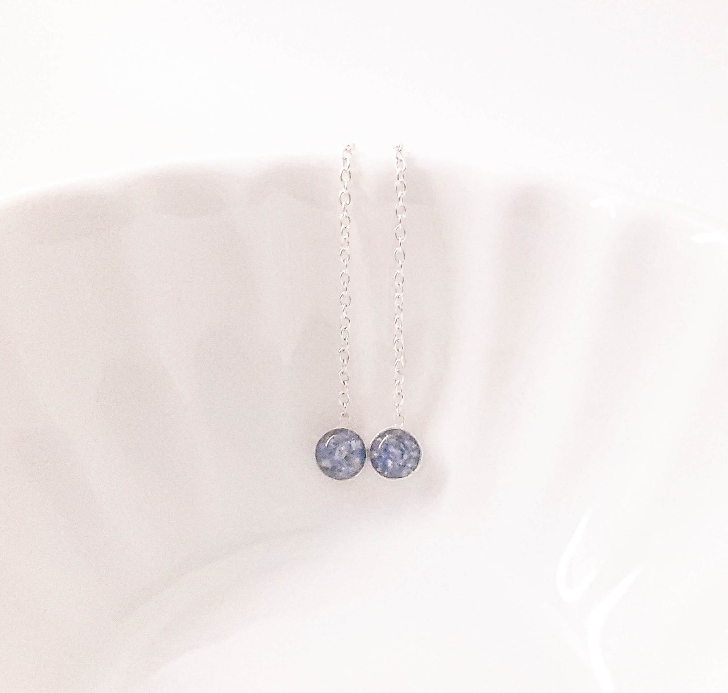 COLETTE - Boucles d'oreilles de mariage chainette 60mm sur serti 4mm en ARGENT