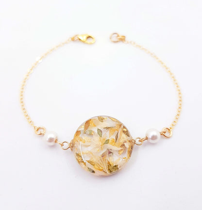 DIANE - Bracelet de mariage AVEC PERLES nacrées - ROND : 2.1 cm ou 2.3 cm